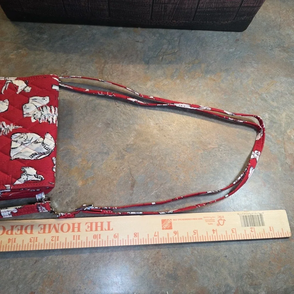 Vera Bradley 3 in 1 Crossbody Wallet Beary Merry Red Polar Bear Winter Christmas